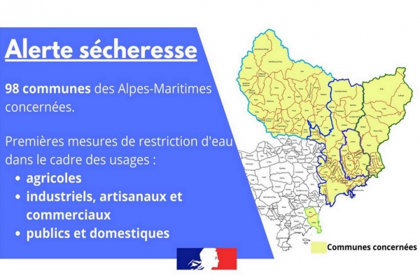 ALERTE SÉCHERESSE DANS LES ALPES-MARITIMES PROLONGÉE JUSQU’AU 31 MAI 2022