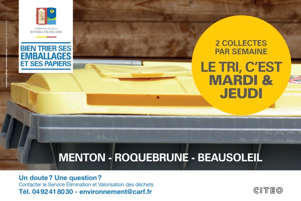 TRI &amp; RECYCLAGE : LES BACS JAUNES COLLECTÉS 2 FOIS PAR SEMAINE