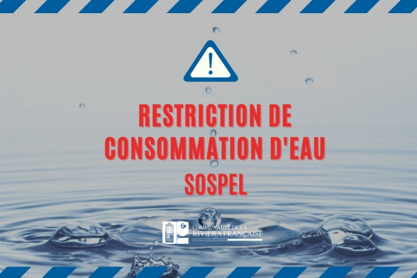 EAU POTABLE : RESTRICTION D’USAGE À SOSPEL