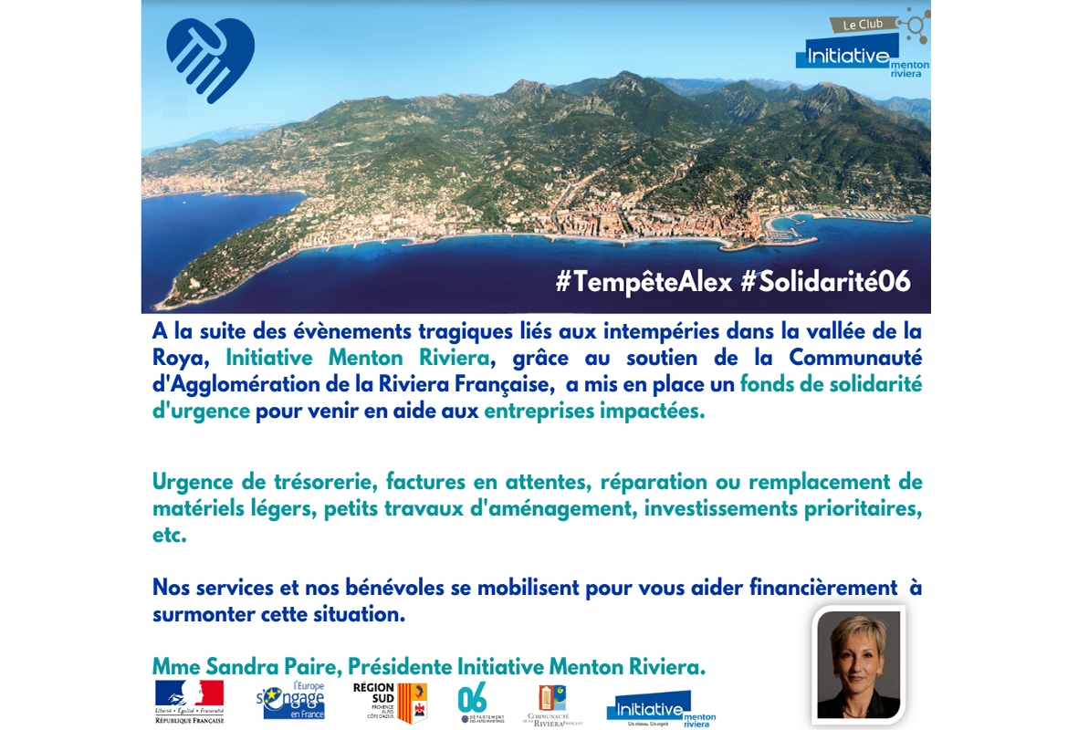 Tempête Alex : Fonds d’urgence pour soutenir les entreprises de la Roya - Initiative Menton Riviera